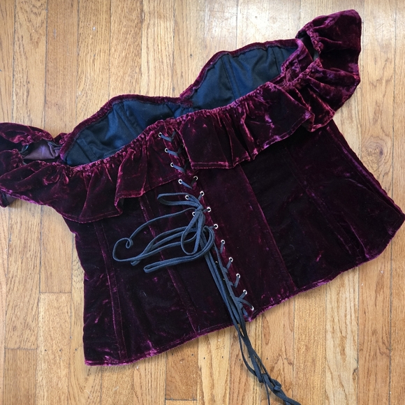 Top Drawer By Daisy Corsets Velvet Steel Boned Corset - Picture 5 of 6